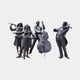 Life-Size Contemporary Musicians and Singing Children Bronze Sculpture by Giant Sculptures, 240cm group of flautist, double bassist, violinist and two singing children in dark patina.