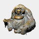 Life-Size Contemporary Orangutan Bronze Bust by Giant Sculptures, seated pose with arms folded, warm gold and grey-brown patina, shown on a plain background.