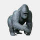 Life-Size Contemporary Silverback Gorilla and Infant Bronze Sculpture by Giant Sculptures, crouched with dark grey patina, shown against a plain background.