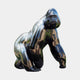 Life-Size Knuckle-Walking Gorilla Bronze Sculpture by Giant Sculptures in mirror-polished black, shown in side profile mid-stride against a plain light background.