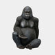 Life-Size Seated Silverback Gorilla Bronze Sculpture by Giant Sculptures, 250cm, shown frontally with deep black patina against a plain light background.