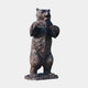Life-Size Standing Bear Bronze Sculpture, 280cm, by Giant Sculptures, rearing upright with open mouth and paws clutching a rock, on a plain light background.