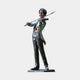 Life-Size Traditional Boy Violinist Bronze Statue by Giant Sculptures, shown mid-performance with bow extended and verdigris jacket over dark patina trousers.