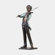 Life-Size Traditional Boy Violinist Bronze Statue 170cm by Giant Sculptures, shown mid-performance with bow raised, green verdigris jacket and dark patina trousers.