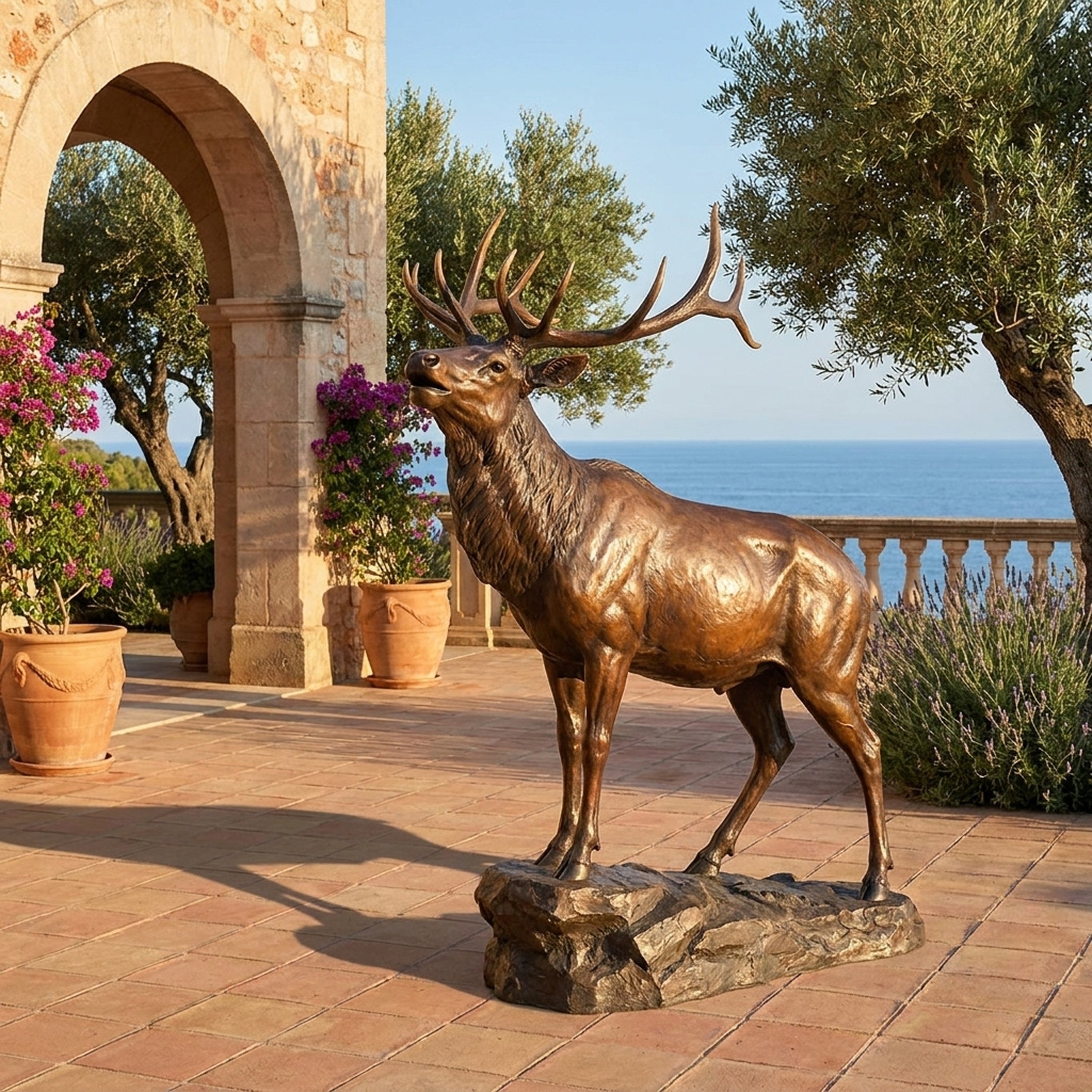 Life-Size Traditional Bugling Bull Elk Bronze Sculpture - 290cm