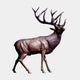 Life-Size Traditional Bull Elk Bronze Sculpture by Giant Sculptures, 290cm, shown in side profile with head raised, large branching antlers, and warm dark-brown patina.