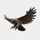 Life-Size Traditional Diving Strike Eagle Bronze Sculpture by Giant Sculptures, wings fully extended and talons spread mid-strike, shown in side profile on a plain background.