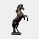 Life-Size Traditional Rearing Horse Bronze Sculpture 260cm by Giant Sculptures, shown rearing on hind legs with dark brown patina on a circular base.