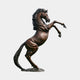 Giant Sculptures Life-Size Traditional Rearing Horse Bronze Sculpture 270cm with reddish-brown patina, forelegs raised and flowing mane, on a plain background.