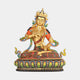 Giant Sculptures' 250cm Seated Vajrasattva Bodhisattva bronze statue in polished gold with polychrome enamel robes and lotus pedestal, shown on a plain grey background.