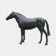 Giant Sculptures' Life-Size Traditional Standing Horse Bronze Sculpture at 180cm, side view with lowered head and dark patina warming to verdigris on the lower legs.