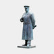 Life-Size Traditional Standing Military Figure Bronze Sculpture by Giant Sculptures in weathered verdigris patina, greatcoat and peaked cap, on a low plinth.