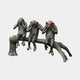 Life-Size Traditional Three Wise Monkeys Bronze Sculpture by Giant Sculptures, showing see, hear, and speak no evil chimpanzees seated on a log.