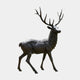 Life-Size Walking Stag Bronze Sculpture by Giant Sculptures, 250cm, shown in side profile mid-stride with raised head and tall multi-point antlers, dark patina.