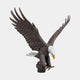 Monumental Bald Eagle Bronze Sculpture by Giant Sculptures, 220cm, wings sweeping upward mid-landing with white head, yellow beak, and gold talons on a rounded bronze base.