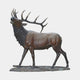 Monumental Bugling Bull Elk Bronze Sculpture by Giant Sculptures, side view of the 250cm warm brown patinated elk mid-call on a textured base.