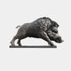 Monumental Charging Wild Boar Bronze Sculpture by Giant Sculptures, 180cm, shown in side profile with lowered head, tusks forward, on a rectangular base.