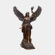 Giant Sculptures' Monumental Classical Angel with Torch Bronze Sculpture (260cm), winged female figure raising a flaming torch, draped robes, on stepped plinth.