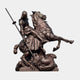 Giant Sculptures' Saint George Slaying the Dragon Bronze Statue 300cm, armoured rider on a rearing horse driving a lance into the dragon beneath.