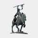 Giant Sculptures Monumental Classical Armoured Warrior on Rearing Horse Bronze Sculpture 290cm, dark antique patina with verdigris, lance and pennant raised.