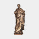 Giant Sculptures Monumental Classical Bearded Saint Bronze Statue 250cm, robed figure with raised hand and cradled Latin cross, warm patina, plain background.