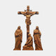 Giant Sculptures Monumental Classical Crucifixion Group Bronze Sculpture 600cm in warm ochre patina, Christ on Latin cross with three robed mourning figures.