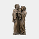 Monumental Classical Holy Family Bronze Sculpture by Giant Sculptures, 250cm, showing Joseph, Mary, and the Christ Child with gilded halos on a plain background.