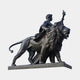 Giant Sculptures Monumental Classical Lion and Torchbearer Female Figure Bronze Sculpture 350cm, dark patina, draped figure with torch astride a roaring lion.