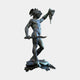 Giant Sculptures Monumental Classical Perseus and Medusa Bronze Sculpture, 250cm, in dark verdigris patina, holding Medusa's head aloft, on plain background.