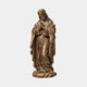 Monumental Classical Praying Jesus Figure Bronze Sculpture by Giant Sculptures, head bowed with hands clasped in prayer, draped robes on a faceted base.