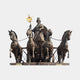 Monumental Classical Quadriga Bronze Sculpture by Giant Sculptures, 700cm, crowned goddess in chariot drawn by four horses, raising a gilded laurel wreath.