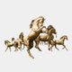 Monumental Classical Rearing Herd of Seven Horses Bronze Sculpture by Giant Sculptures in polished gold, central horse rearing amid six galloping figures.