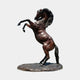 Monumental Classical Rearing Horse Bronze Sculpture by Giant Sculptures, shown rearing on hind legs with flowing mane and tail, on a textured oval base.