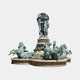 Monumental Classical Rearing Horses and Globe Fountain by Giant Sculptures in verdigris bronze with allegorical figures bearing an armillary sphere above a stone basin.