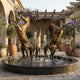 Monumental Classical Rearing Horses Bronze Fountain by Giant Sculptures with three antique-patina horses around water jets in a wisteria-draped courtyard.