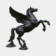 Giant Sculptures Monumental Classical Rearing Winged Horse Bronze Sculpture 260cm in deep black patina, Pegasus rearing with wings spread, on stone bases.