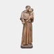 Giant Sculptures Monumental Classical Saint Anthony and Christ Child Bronze Sculpture 220cm in warm reddish-brown patina with rosary, shown on a plain background.