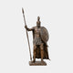 Monumental Classical Spartan Warrior Bronze Sculpture by Giant Sculptures, 250cm hoplite with crested helmet, spear, and aspis shield on a plinth.