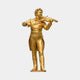 Gold-finished bronze sculpture of a classical violinist in tailcoat playing mid-performance by Giant Sculptures, shown on a plain light background.