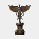 Monumental Classical Winged Angel and Caduceus Bronze Sculpture by Giant Sculptures, 300cm crowned figure with outstretched wings on a tiered pedestal.
