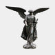 Monumental Classical Winged Angel Bronze Fountain by Giant Sculptures, 300cm figure in flowing robes with wings outstretched, holding flowers, on a rocky base.