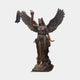 Giant Sculptures' Monumental Classical Winged Angel Bronze Sculpture 300cm, robed figure with wings spread holding a raised torch, warm bronze patina.