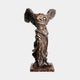 Monumental Classical Winged Goddess Bronze Sculpture by Giant Sculptures, headless and winged figure in windswept robes with reddish-brown patina, on a plinth.