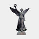 Giant Sculptures' 300cm Monumental Classical Winged Victory Angel Bronze Sculpture with wings spread and laurel wreath raised, standing on a sphere on grey.