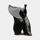 Monumental Contemporary Abstract Female Figure Bronze Sculpture by Giant Sculptures in black patina, with wide sweeping hat-like form, shown on a plain background.