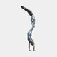 Monumental Contemporary Acrobatic Figures Bronze Sculpture by Giant Sculptures, two patinated bronze athletes stacked vertically in handstand pose against a plain background.