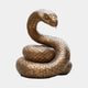 Monumental Contemporary Coiled Snake Bronze Sculpture by Giant Sculptures, coiled body with raised S-curve neck and flicking tongue, golden-brown patina on grey.