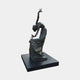 Monumental Contemporary Dancing Female Figure Bronze Sculpture by Giant Sculptures, 260cm, arched backward with one arm raised, on a dark granite plinth.
