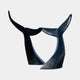 Monumental Interlocking Whale Tails Bronze Sculpture by Giant Sculptures, two black flukes curving up from a shared base, shown against a plain background.