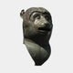 Monumental Contemporary Monkey Head Bronze Sculpture by Giant Sculptures, 180cm, with antique brown-green patina and open mouth, shown on a plain background.